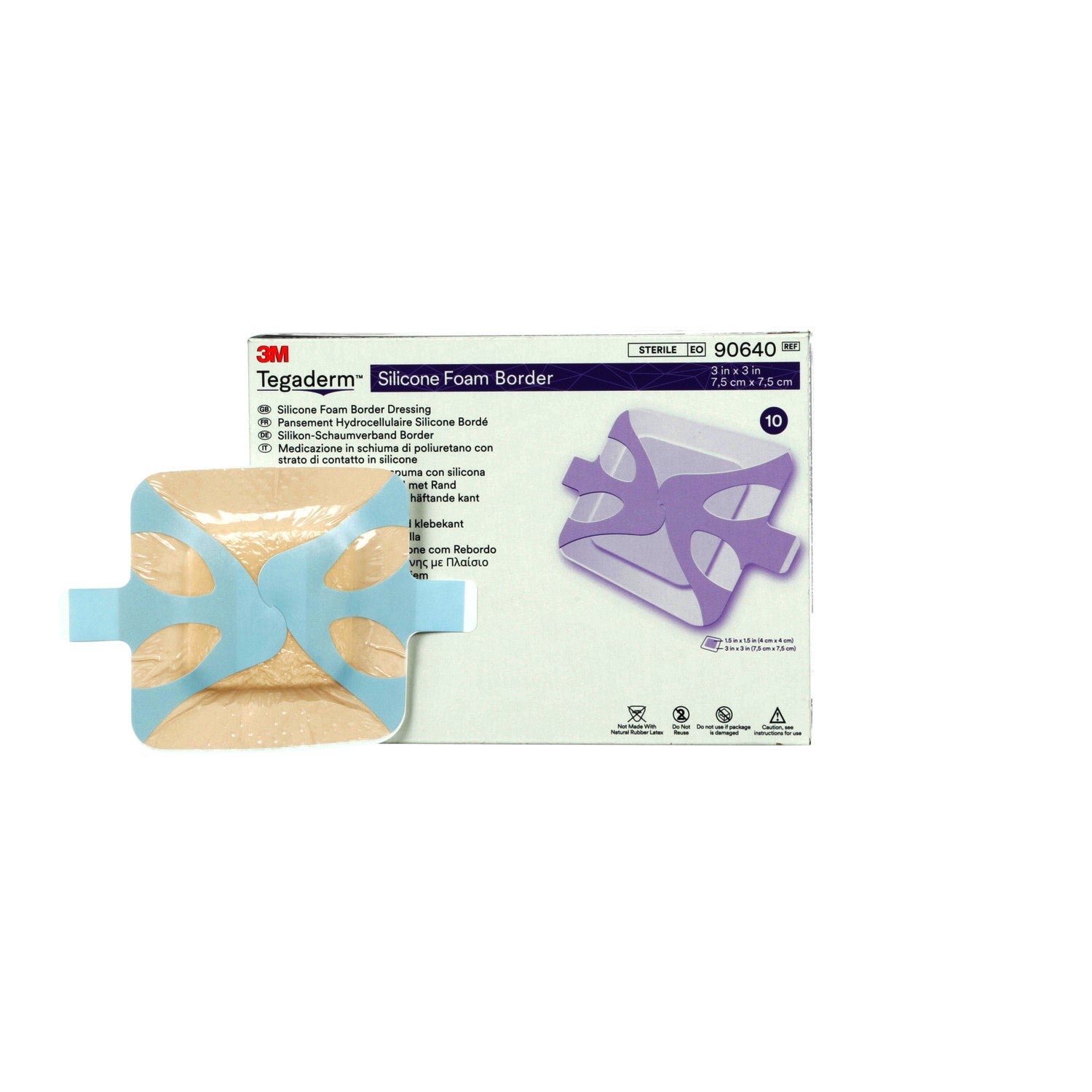 BX/10 - 3M Tegaderm&trade; Silicone Foam Border Dressing, 3" x 3", Pad Size 1.5" x 1.5" - Best Buy Medical Supplies