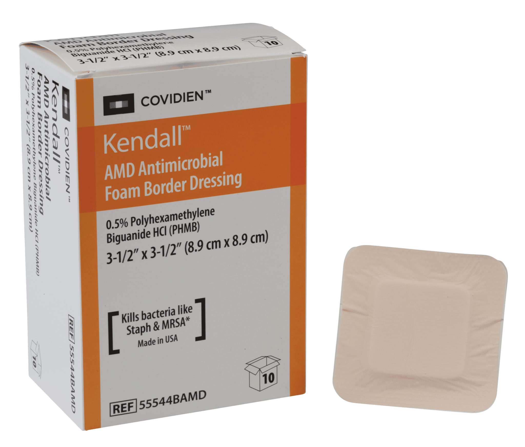 BX/10 - Cardinal Health Kendall AMD Antimicrobial Foam Border Dressing, 3.5" x 3.5" - Best Buy Medical Supplies