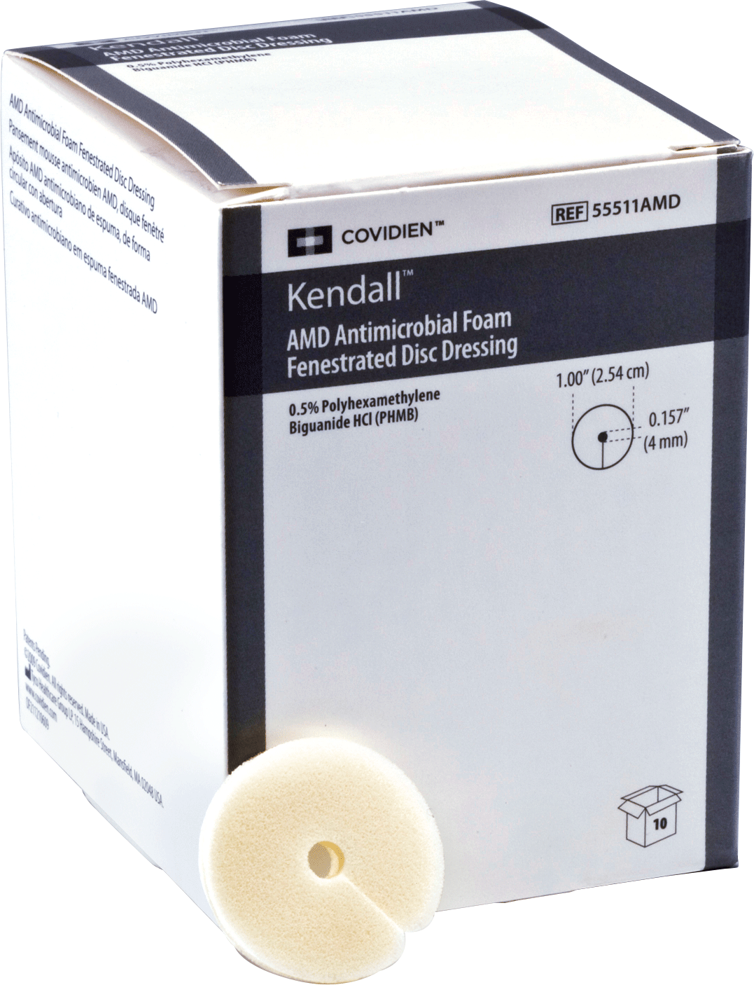 BX/10 - Cardinal Health Kendall AMD Antimicrobial Foam Discs, 1" Diameter, 4 mm Hole - Best Buy Medical Supplies
