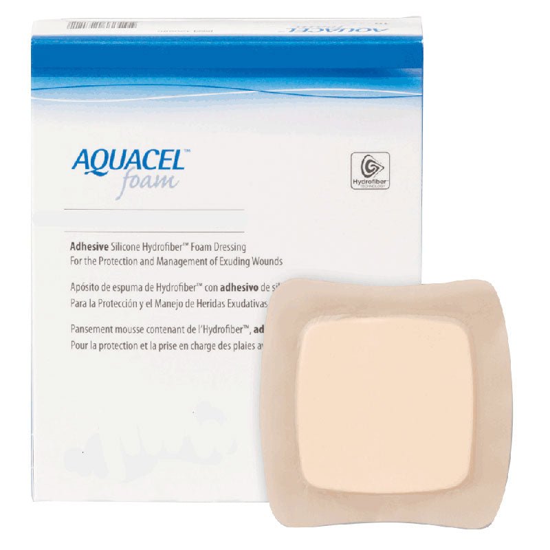 BX/10 - ConvaTec AQUACEL&reg; Adhesive Gelling Foam Dressing 4" x 4" - Best Buy Medical Supplies