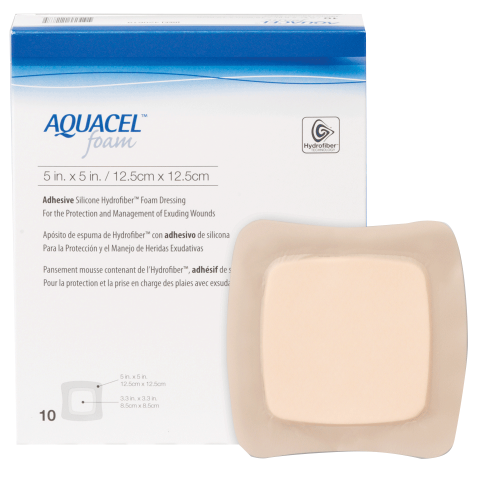 BX/10 - ConvaTec AQUACEL&reg; Gelling Adhesive Foam Dressing 5" x 5" - Best Buy Medical Supplies