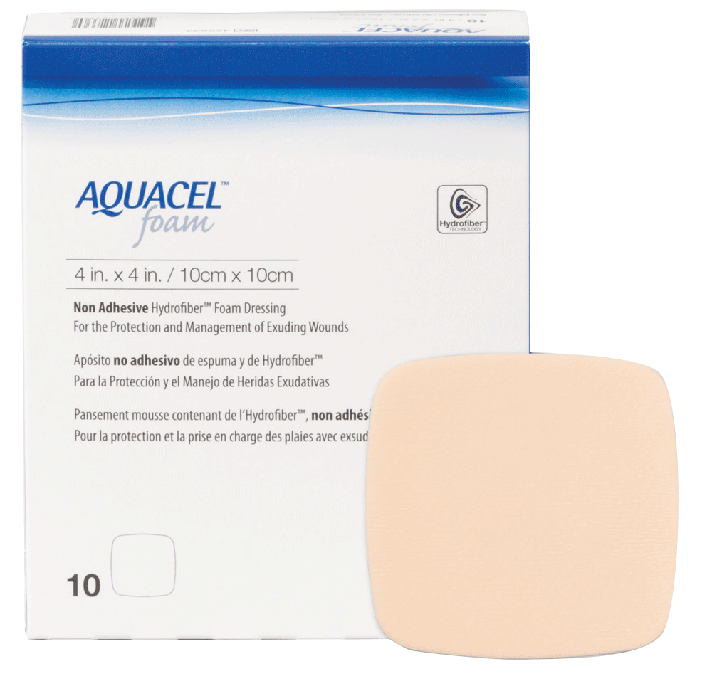 BX/10 - ConvaTec AQUACEL&reg; Non-Adhesive Gelling Foam Dressing 4" x 4" - Best Buy Medical Supplies