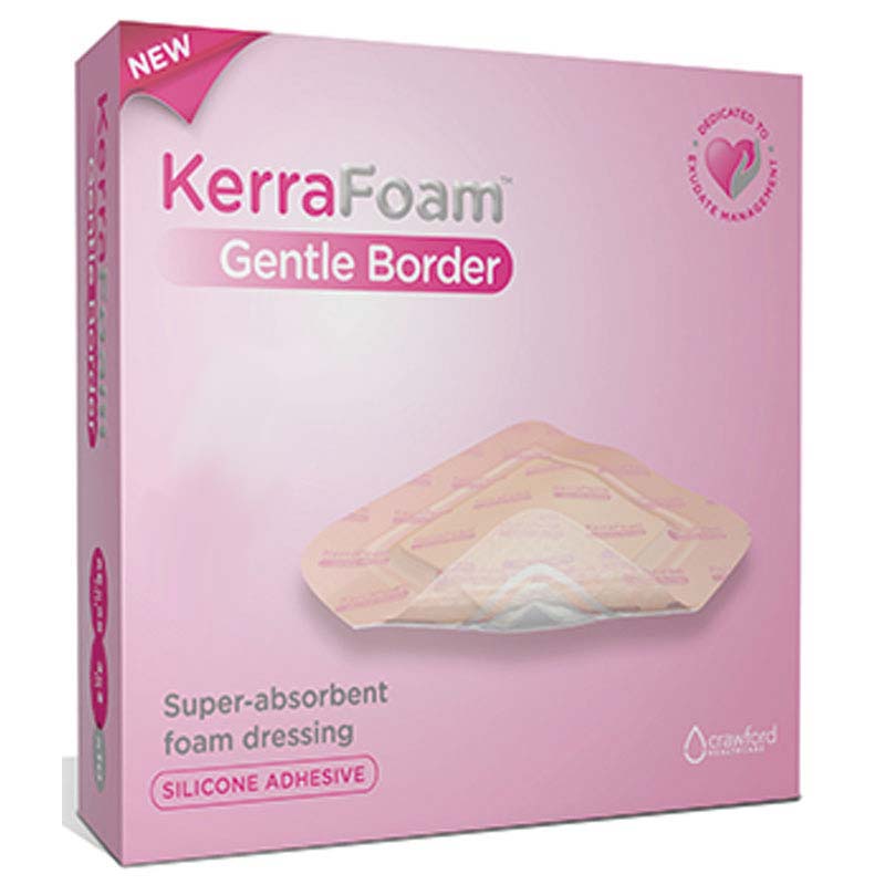 BX/10 - Crawford KerraFoam&trade; Gentle Border Foam Dressing, 4" x 8" - Best Buy Medical Supplies