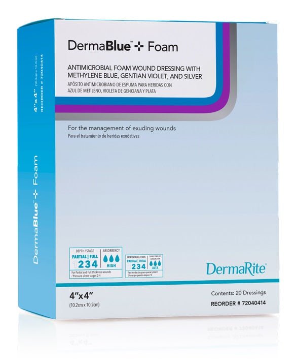 BX/10 - Dermablue+ Foam Wound Dressing 4 " x 4" x 1/4" - Best Buy Medical Supplies