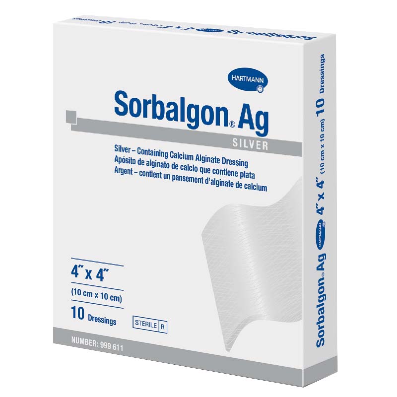 BX/10 - Hartmann Sorbalgon&reg; Ag Dressing, Latex-Free, 4" x 4" - Best Buy Medical Supplies