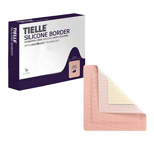 BX/10 - KCI Tielle&trade; Essential&trade; Silicone Border Foam Dressing, 4" x 4" - Best Buy Medical Supplies