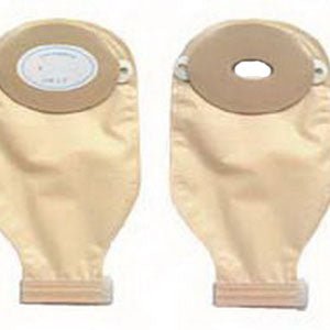 BX/10 - Nu-Flex&trade; One-Piece Pre-Cut Adult Drainable Pouch with Nu-Comfort&trade; Barrier and Closure Clamp 3/4" x 1-1/2" Inside Cutting Area Oval, 3-1/4" x 4-5/8" OD, 11" L x 5-3/4" W , 1/2" Starter Hole, 24 oz, Adhesive Foam Pad - Best Buy Medical Supplies
