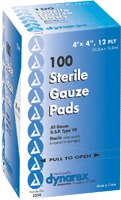 BX/100 - Dynarex Self-adhering Gauze Pad 4" x 4",12-Ply, Sterile - Best Buy Medical Supplies