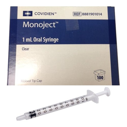 BX/100 - Monoject&trade; Clear Oral Medication Syringe 1mL with Separate Ribbed Tip Caps, Polypropylene Barrel and Plunger Rod - Best Buy Medical Supplies