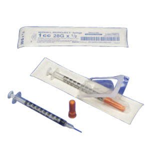 BX/100 - Monoject&trade; SoftPack Insulin Syringe with 28G x 1/2" L Needle and Accu-tip&trade; Flat Plunger Tip 1/2mL Capacity - Best Buy Medical Supplies