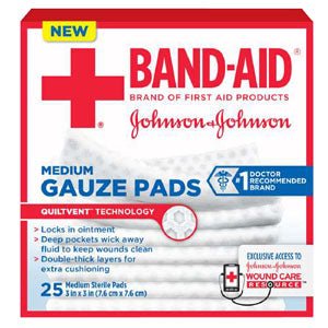 BX/25 - J & J Band-Aid First Aid Gauze Pads 3" x 3" 25 CT - Best Buy Medical Supplies