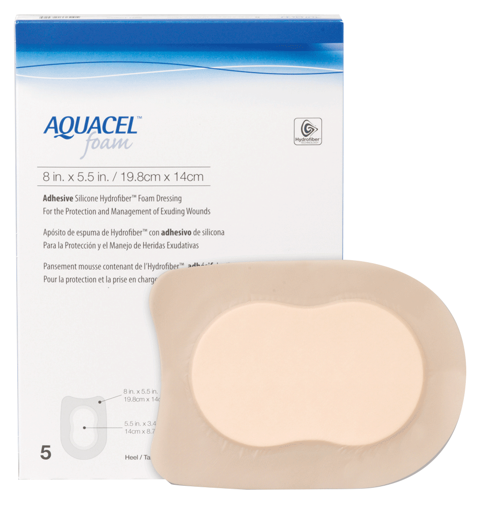 BX/5 - ConvaTec AQUACEL&reg; Adhesive Gelling Foam Dressing 8" x 5.5" Heel Shape - Best Buy Medical Supplies