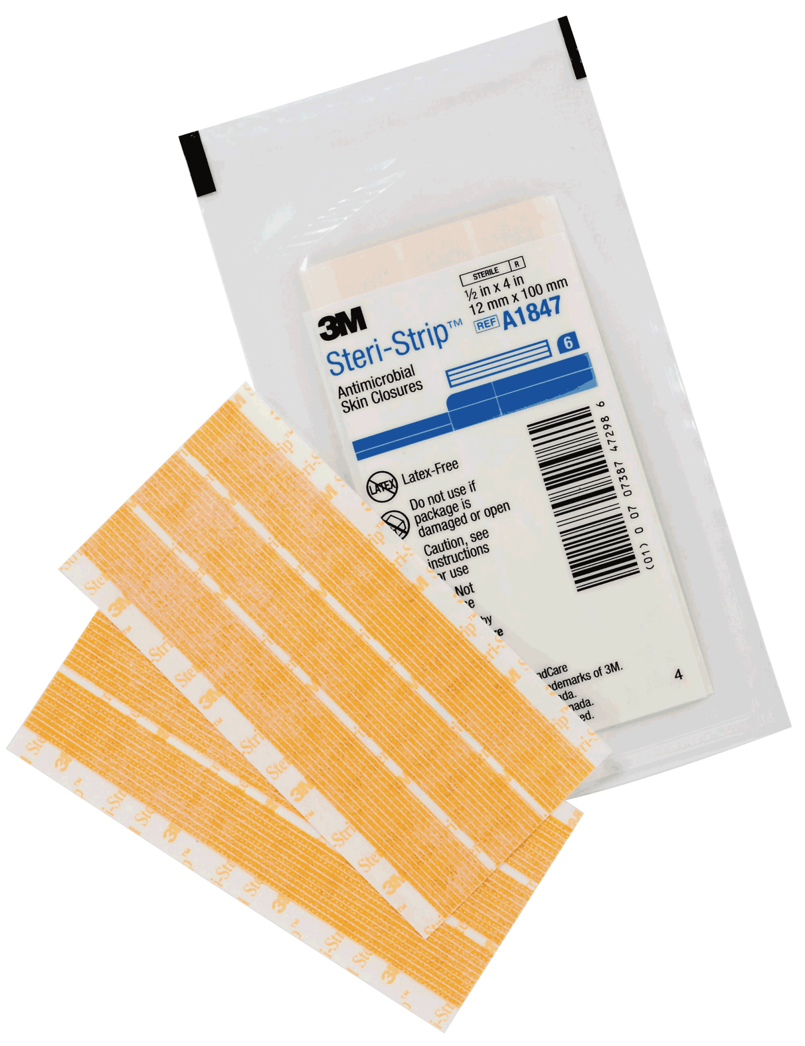 BX/50 - 3M Steri-Strip&trade; Antimicrobial Skin Closure Strip, Adhesive, 4" x 1/2" (12mm x 100mm) - Best Buy Medical Supplies