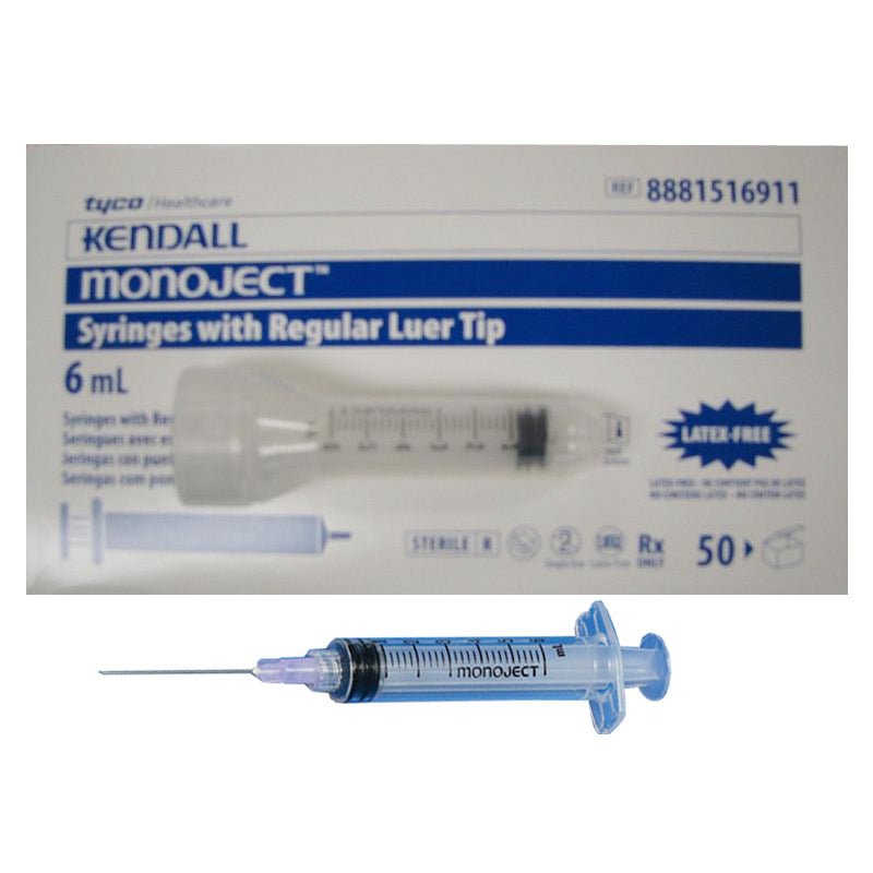 BX/50 - Kendall Monoject&trade; Rigid Pack Medical Syringe, Regular Luer Tip, 6mL - Best Buy Medical Supplies