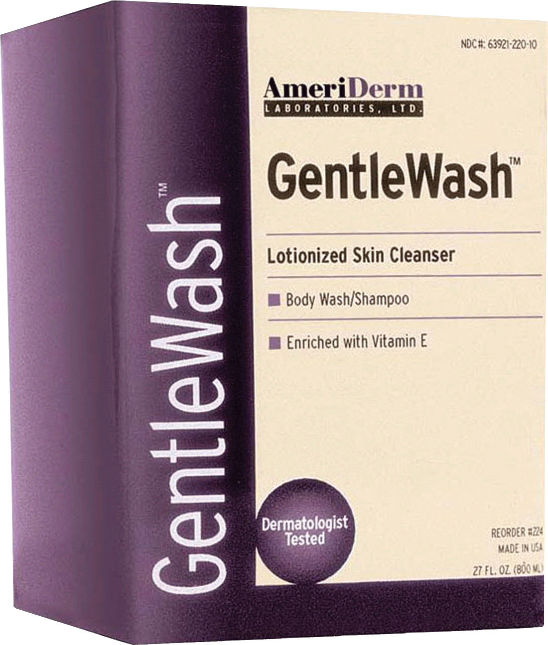 CA/12 - Ameriderm GentleWash&trade; Body Wash/Shampoo, Hypoallergenic, 800mL - Best Buy Medical Supplies