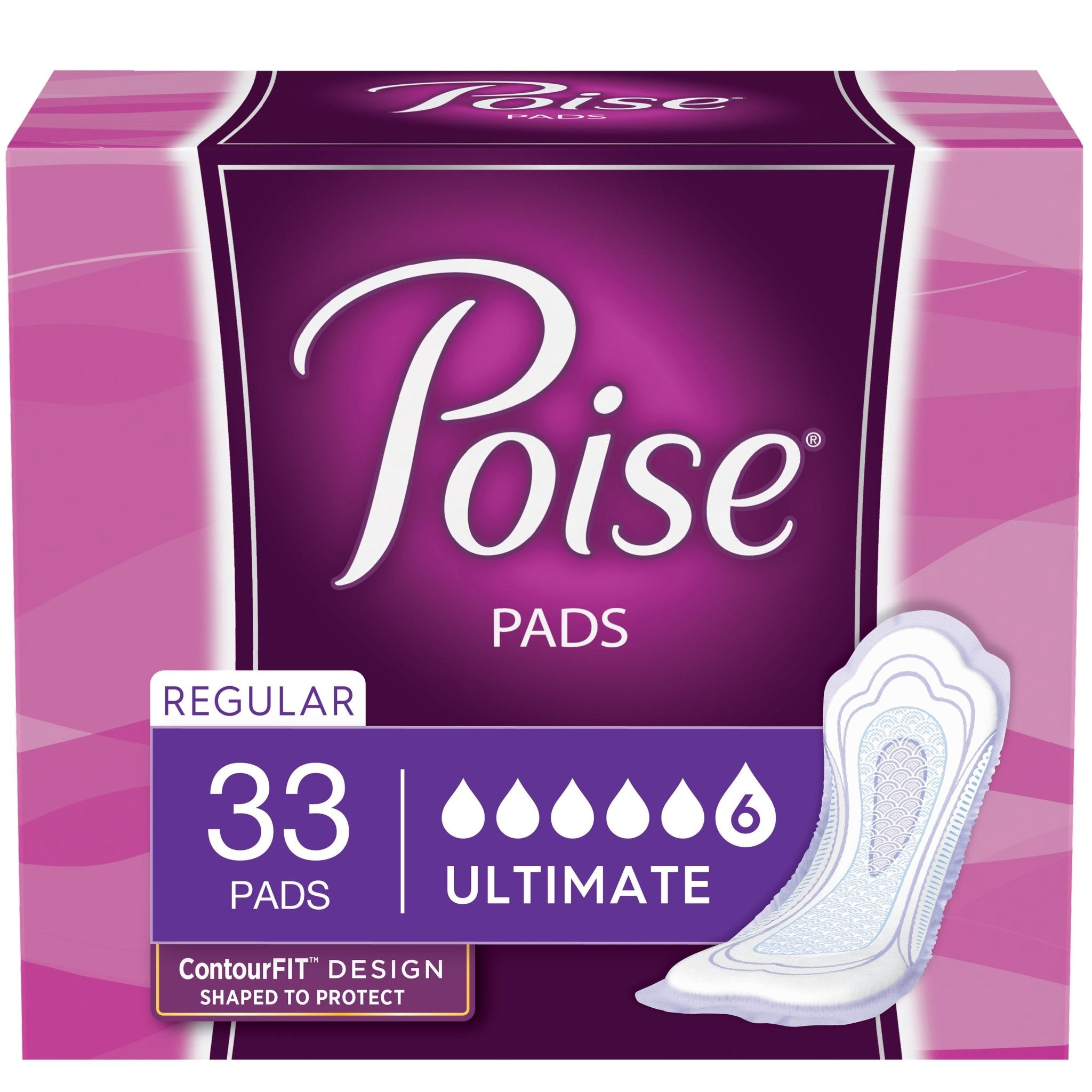 CA/132 - Poise Incontinence Pads, Ultimate Absorbency, Regular, 33 Count - Best Buy Medical Supplies
