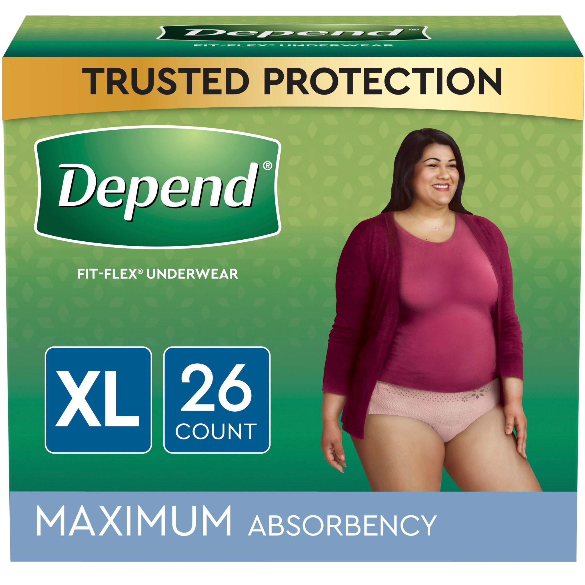 CA/52 - Depend FIT-FLEX Incontinence Underwear for Women, Maximum Absorbency, XL, Blush, 26 Count, Replaces Item 6913406 - Best Buy Medical Supplies