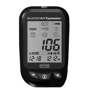 EA/1 - Arkray USA GlucoCard&reg; Expression&trade; Talking Blood Glucose Meter Black, Bilingual Voice, 6 Second Test Time - Best Buy Medical Supplies