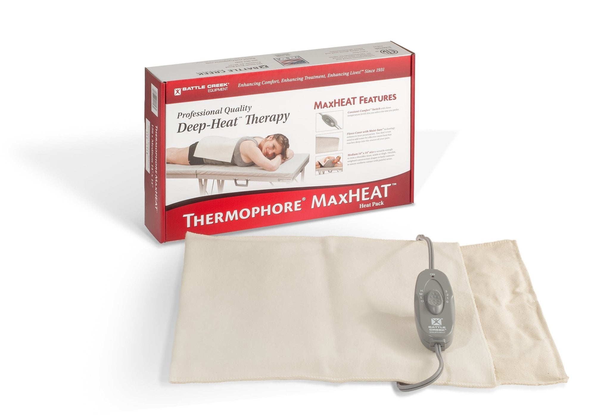 EA/1 - Battle Creek Thermophore® MaxHEAT&trade; Deep Heat Therapy Pad, Medium, 14” x 14” - Best Buy Medical Supplies