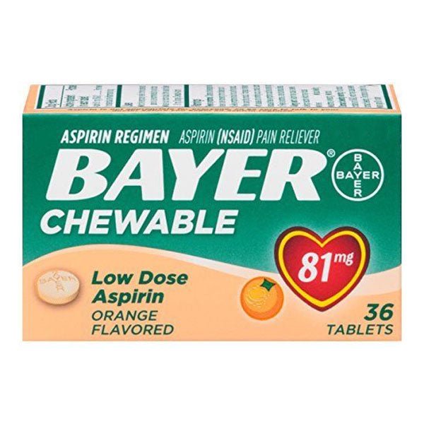 EA/1 - Bayer Chewable Aspirin 81 MG Orange, 36 ct - Best Buy Medical Supplies