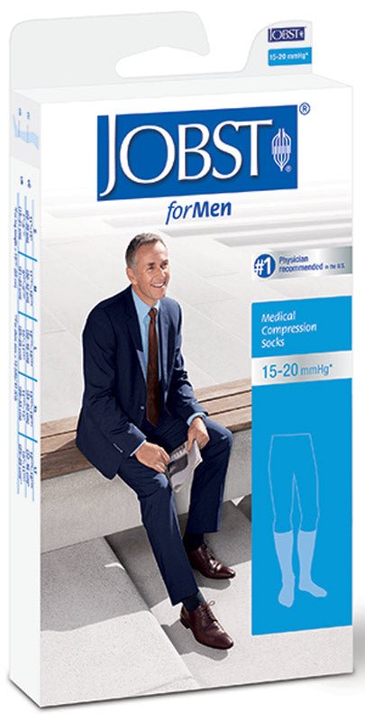 EA/1 - BSN Jobst® For Men Knee-High Ribbed Moderate Compression Socks, Closed Toe, Medium, Black - Best Buy Medical Supplies