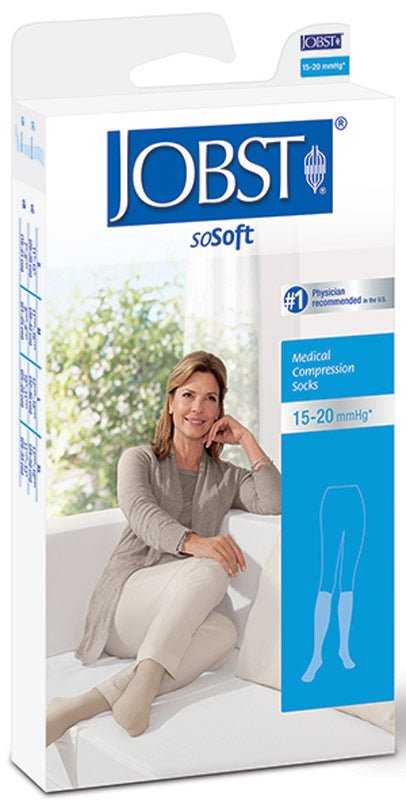 EA/1 - BSN Jobst® Women's soSoft Knee-High Moderate Compression Stockings, Closed Toe, Large, Sand Brocade - Best Buy Medical Supplies