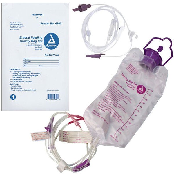 EA/1 - Dynarex Enteral Delivery Gravity Bag Set, with ENFit Connector, 1200cc Capacity - Best Buy Medical Supplies