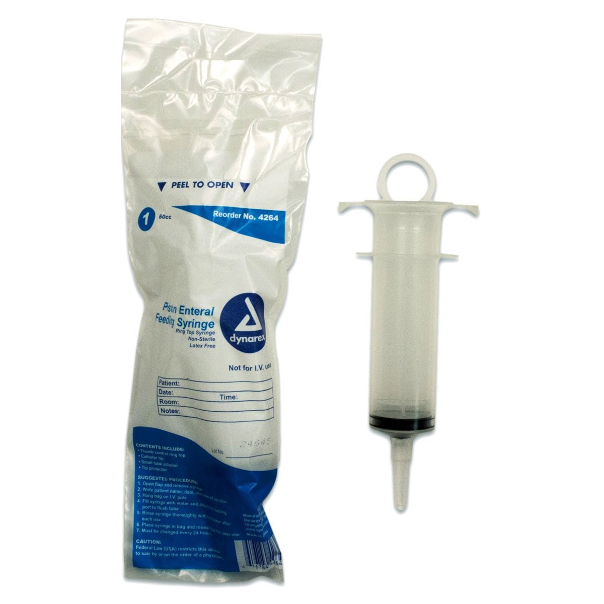 EA/1 - Dynarex Enteral Feeding Piston Syringe, for Pole Bag, 60mL, Non-Sterile - Best Buy Medical Supplies