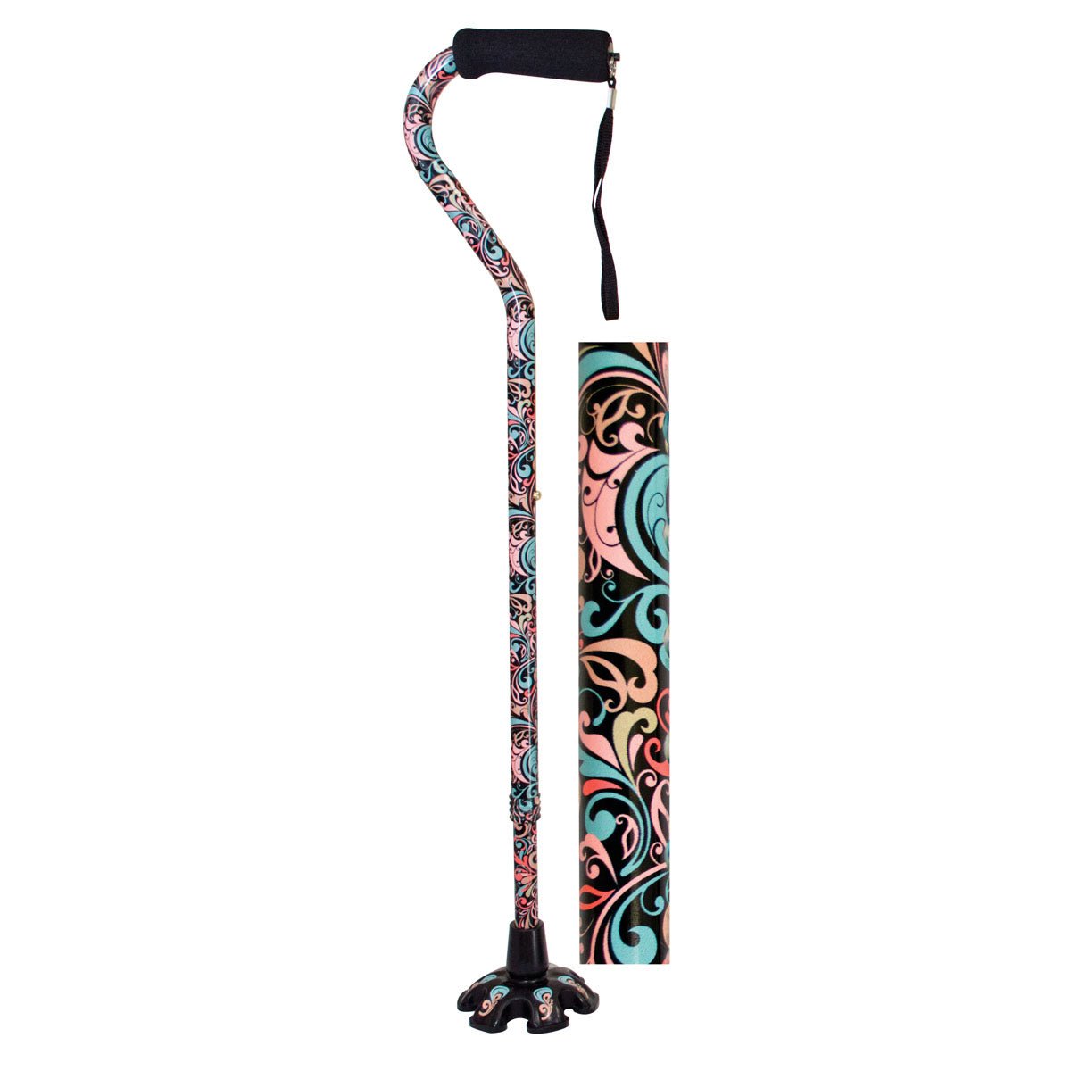 EA/1 - Essential Medical Couture&trade; Offset Fashion Walking Cane, with Matching Super BigFoot&trade; Tip, 250 lb Capacity, Celebration - Best Buy Medical Supplies