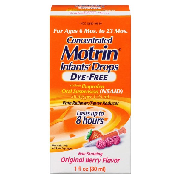 EA/1 - Johnson & Johnson Motrin&reg; Concentrated Pain Reliever/Fever Reducer Infant Drops, Dye-Free, Berry Flavor, 1 oz - Best Buy Medical Supplies