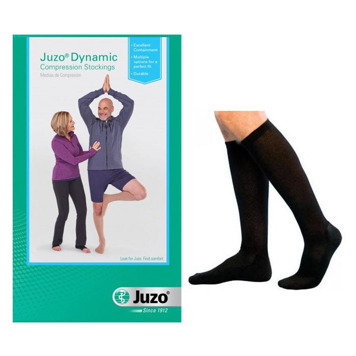 EA/1 - Juzo Dynamic Compression Stocking, 30 to 40mmHg, Knee-High, Size 5, Full Foot, Unisex, Black - Best Buy Medical Supplies