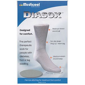 EA/1 - Medicool DiaSox&reg; Diabetes Socks, Large (Men's 9-1/2 to 12 and Women's 10 to 13), White - Best Buy Medical Supplies
