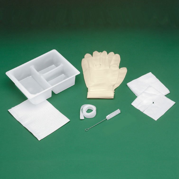 EA/1 - Medline Industries Basic Tracheostomy Clean and Care Tray with Triple Compartment Tray, 4" x 4", Latex-free, Sterile, Moisture-Proof Drape, 2 Gloves, 1 Trach Dress - Best Buy Medical Supplies