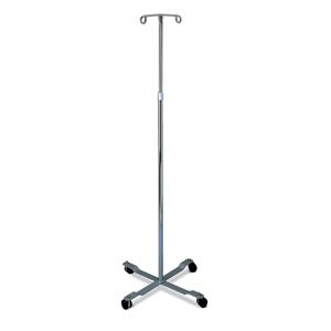 EA/1 - Medline Industries Standard I.V. Pole with 2 Hooks and 4 Caster, Large, 18" Dia, Latex-Free, Horn Style Hooks - Best Buy Medical Supplies
