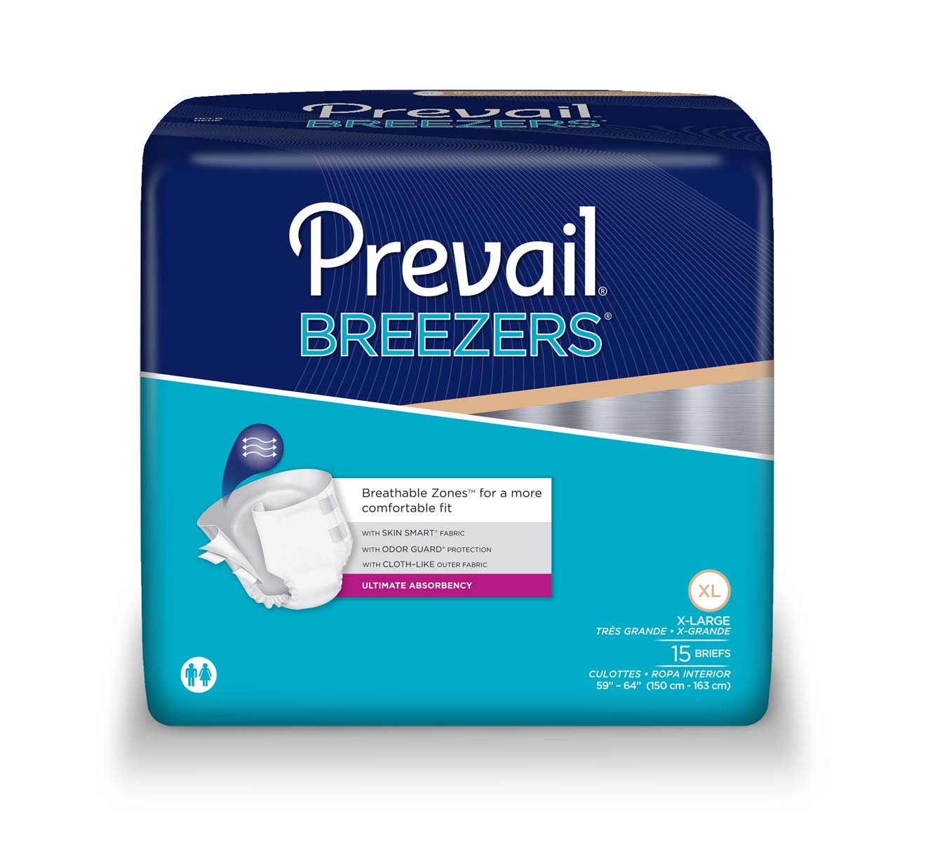 EA/1 - Prevail&reg; Breezer&trade; Adult Brief, XL (59" to 64") - Best Buy Medical Supplies