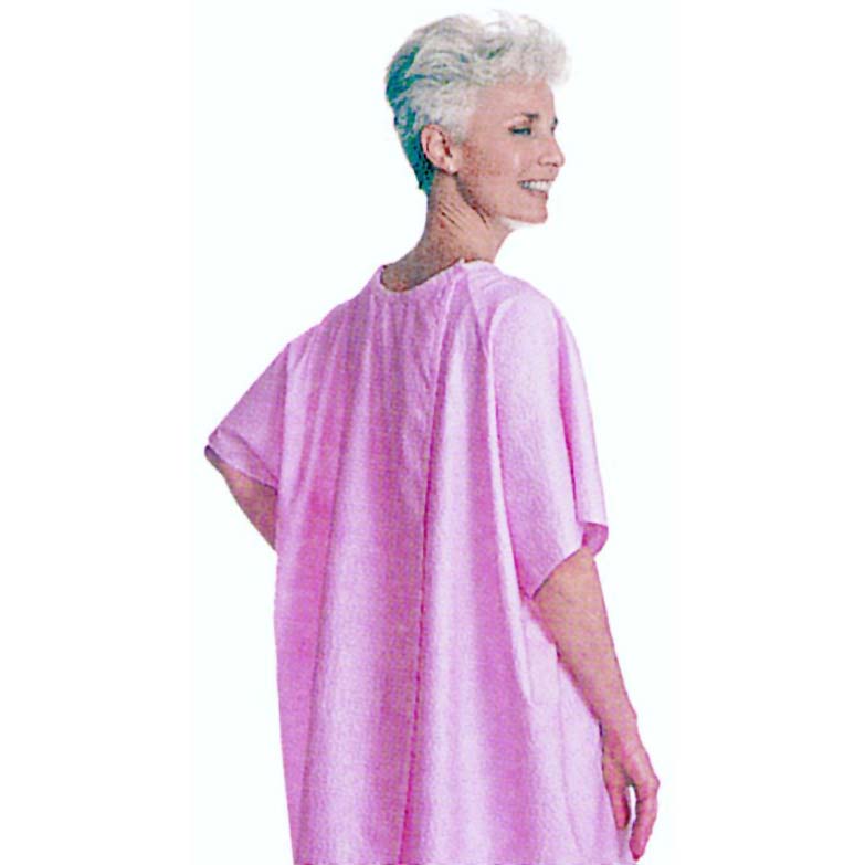 EA/1 - Salk Company SnapWrap&trade; Deluxe Adult Patient Gown Pink Plisse, Short Sleeve - Best Buy Medical Supplies