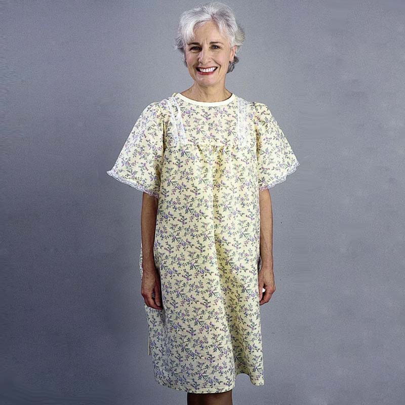 EA/1 - Salk Company SnapWrap&trade; Deluxe Adult Patient Gown Yellow Floral, Short Sleeve - Best Buy Medical Supplies