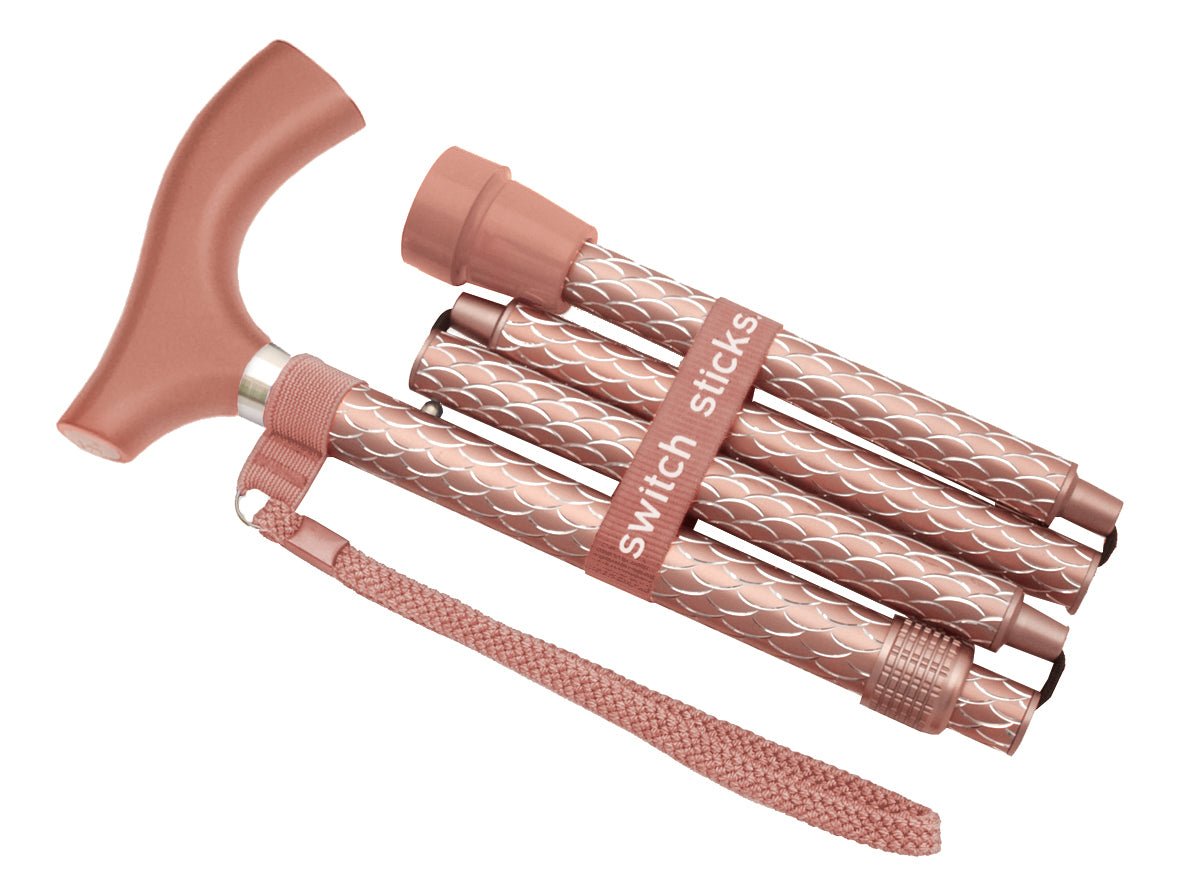 EA/1 - Switch Sticks Designer Walking Stick Cane, Folding, Adjustable, Engraved Rose Gold - Best Buy Medical Supplies