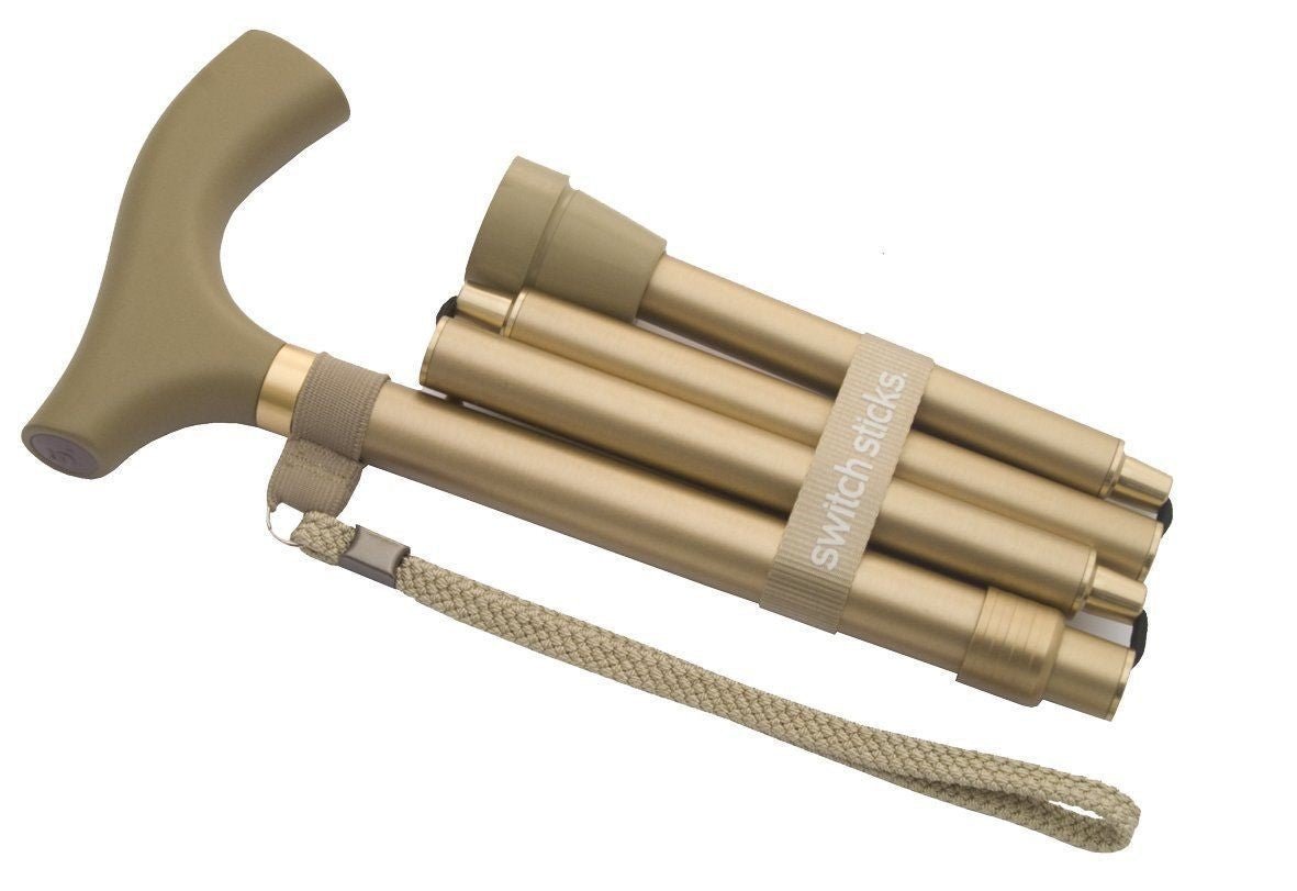 EA/1 - Switch Sticks Designer Walking Stick Cane, Folding, Adjustable, Gold - Best Buy Medical Supplies
