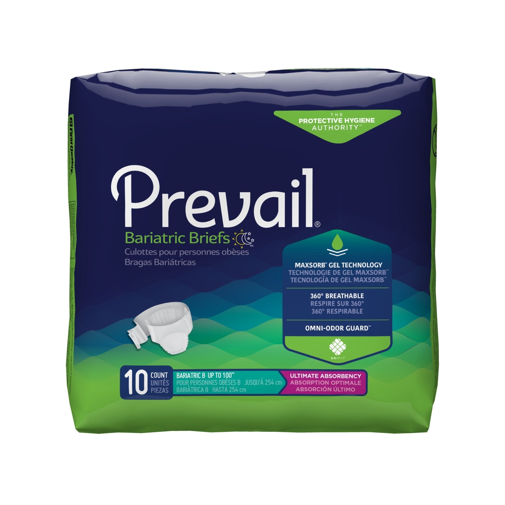 PK/10 - Prevail&reg; Bariatric Adult Brief, Size B, Up to 100" Waist - Best Buy Medical Supplies