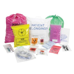 PK/100 - Medegen Lab Specimen Transport Bag with Zip Closure Clear/Black/Red - Best Buy Medical Supplies
