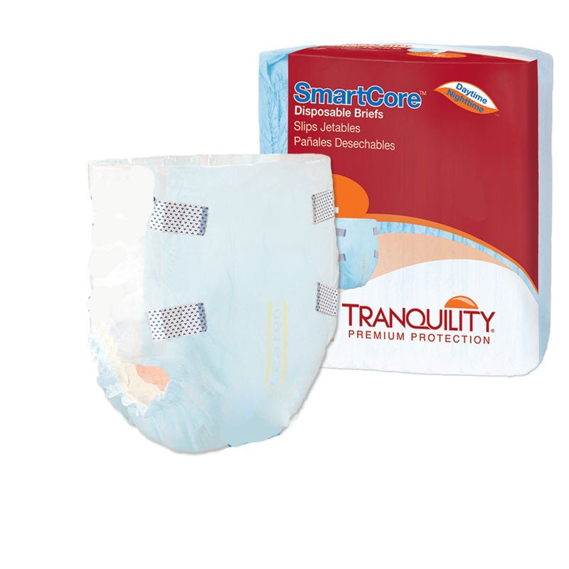 PK/12 - Tranquility® SmartCore™ Disposable Brief, 34 oz Fluid Capacity, Large (45"-58"), Blue - Replaces PU2413 - Best Buy Medical Supplies