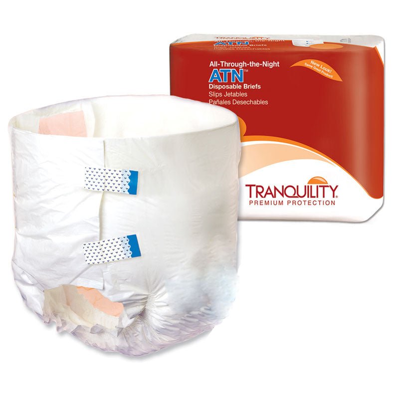 PK/12 - Tranquility&reg; ATN (All-Through-the-Night) Disposable Brief, 34 oz Capacity, Latex-Free, XL (56" to 64") - Best Buy Medical Supplies