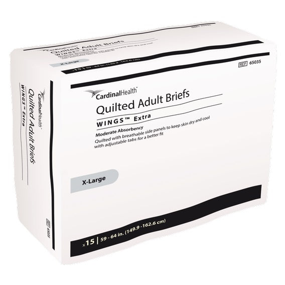 PK/15 - Cardinal Health, Quilted Adult Briefs, Wings™ Extra, X-Large, 59" - 64" - Best Buy Medical Supplies