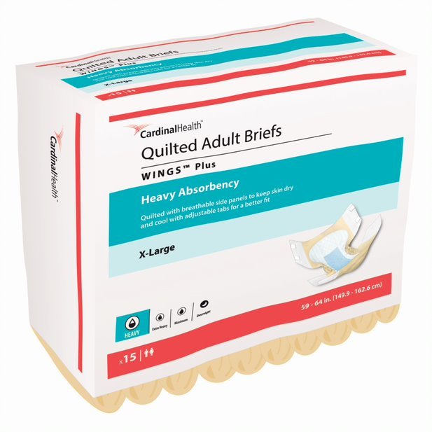 PK/15 - Cardinal Health, Quilted Adult Briefs, Wings™ Plus, X-Large, 59" - 64" - Best Buy Medical Supplies