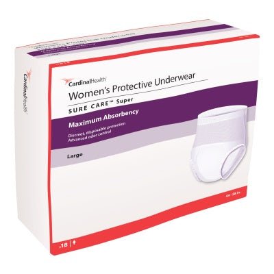 PK/18 - Cardinal Health, Women's Protective Underwear, Sure Care™ Super, Large, 45"-58" - Best Buy Medical Supplies