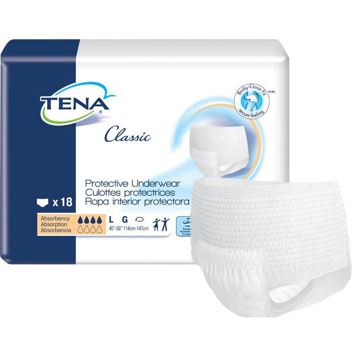PK/18 - Tena&reg; Classic Protective Underwear, Large 48" to 59" Waist - Best Buy Medical Supplies