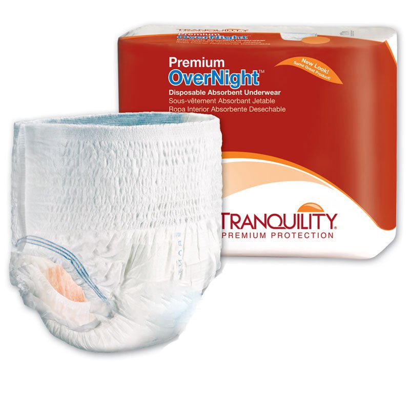 PK/18 - Tranquility® Premium OverNight™ Disposable Absorbent Underwear, 34 oz Fluid Capacity, Medium (34" to 48",120 to 175 lb) - Possible sub for PU2150 - Best Buy Medical Supplies