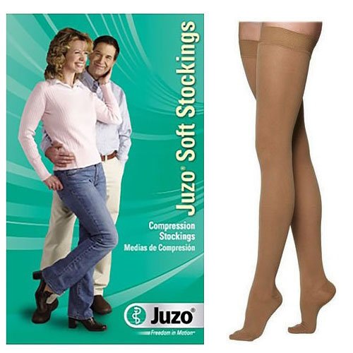 PK/2 - Juzo Soft Compression Stocking, Thigh-High with Silicone Border, Full Foot, Short, 30 to 40 mmHg, Size 3, Beige - Best Buy Medical Supplies