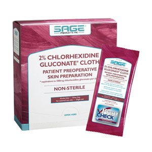 PK/2 - Sage Products 2% Chlorhexidine Gluconate Cloth 7-1/2" x 7-1/2" Rinse-Free, Alcohol-Free - Best Buy Medical Supplies